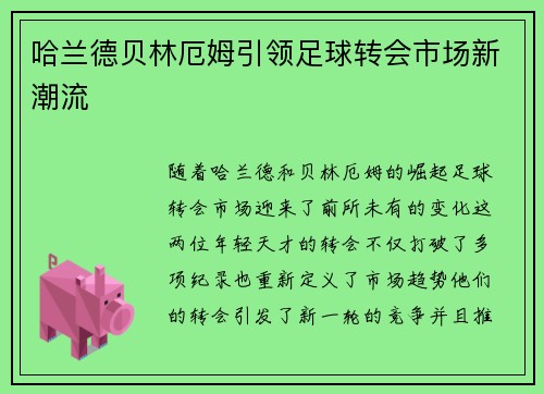 哈兰德贝林厄姆引领足球转会市场新潮流